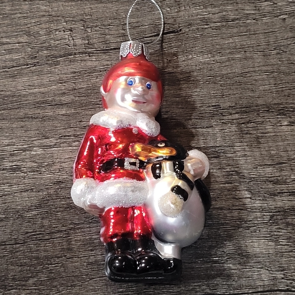 Vintage Handblown Hand Painted Glass Christmas Ornament  Kris Kringle Penguin